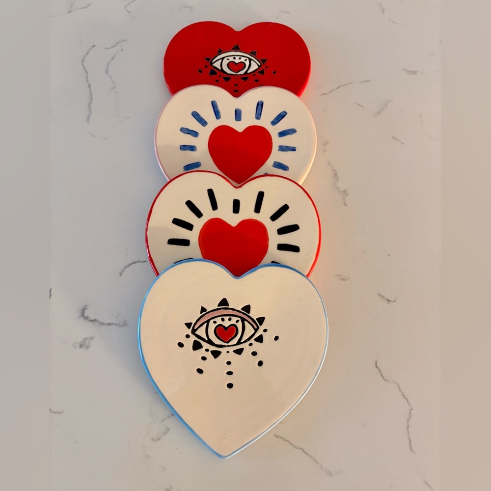 Cost Plus World Market Heart Plates Set - Red, White, Blue